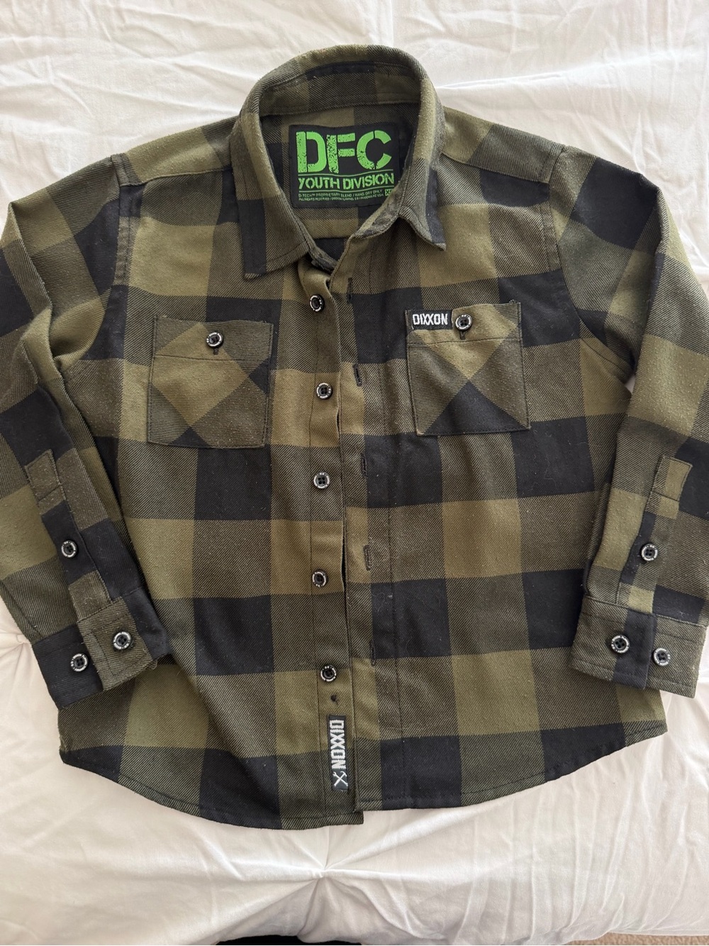 DIXXON Olive Green & Black Plaid Button-Down Shirt